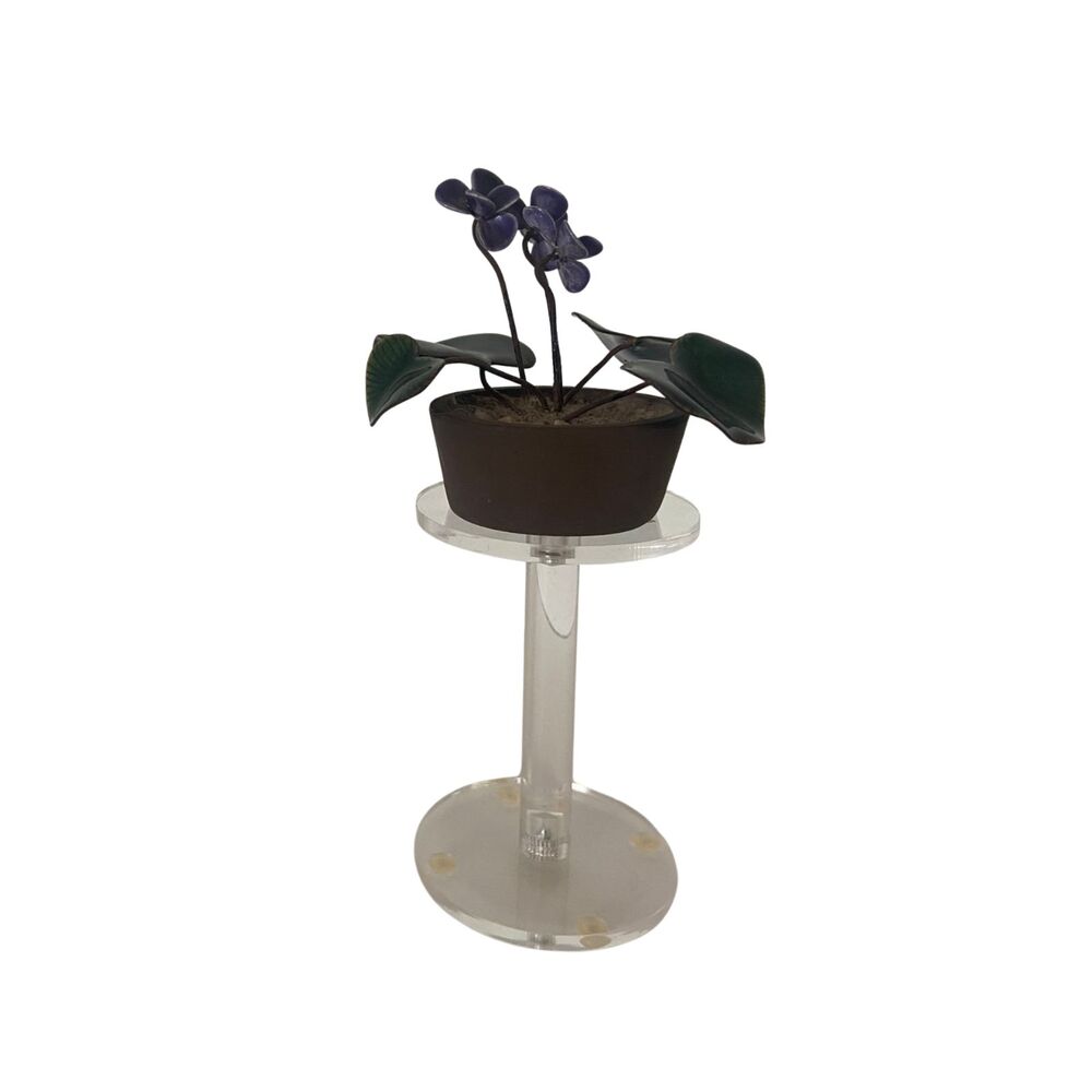 VTG 70s Bovano Cheshire Enamel Copper African Violet Sculpture MCM Decor
